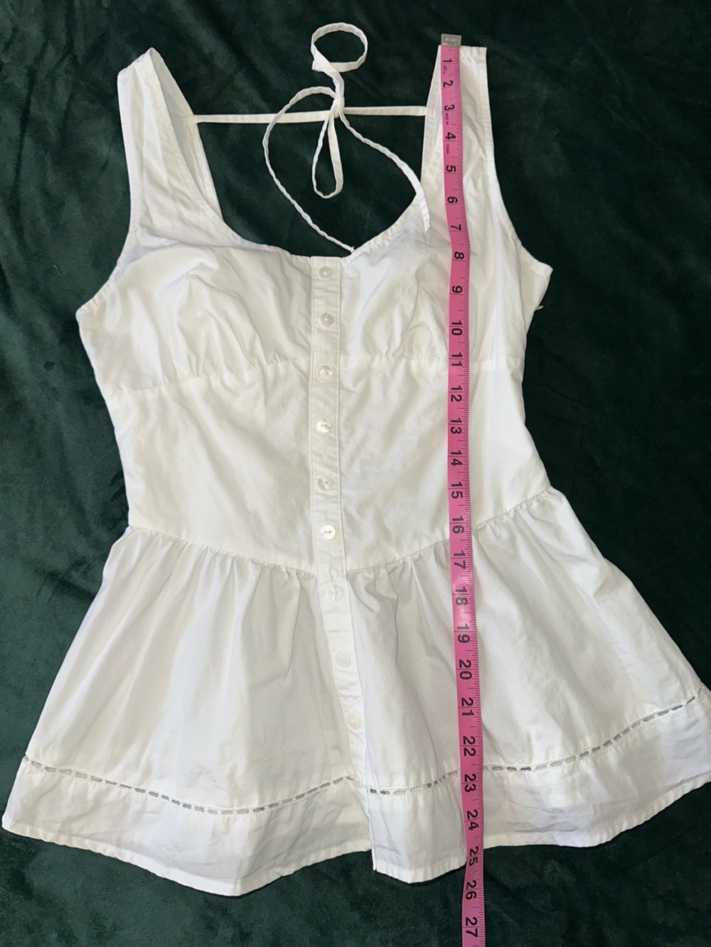 Anthropologie En Saison Britany White Peplum Cotton Blend Smocked Top Small - Picture 8 of 12